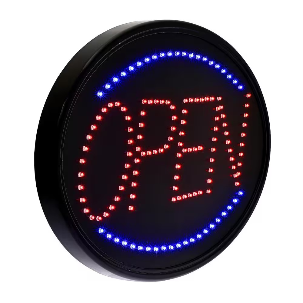 23 In. X 14 In. LED Oval Open Sign with Hanging Chain, Bright High Visibility