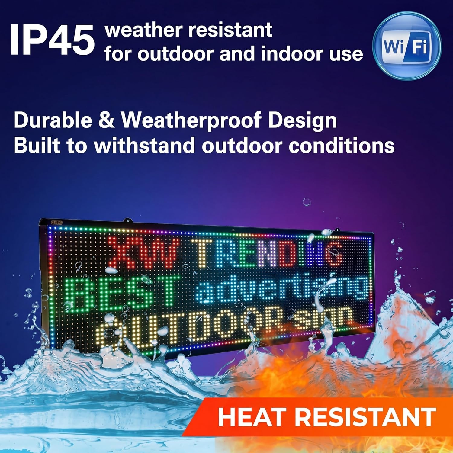 LED Sign Scrolling 40 x 14 WiFi Programmable Indoor Outdoor RGB perfect tool
