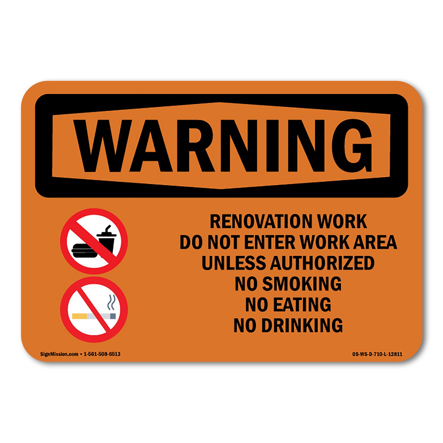 Renovation Work Do Not Enter Work Area ANSI Warning Sign Metal Plastic Decal