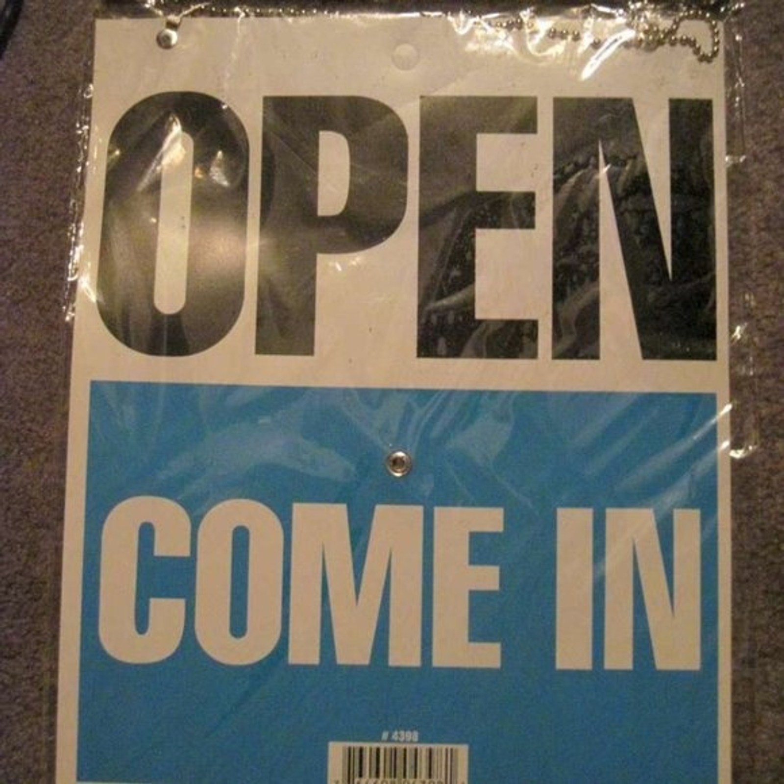 Bazic Rectangular Open Come In Will Return Adjustable Clock Sign Chain 9 x 7.5 “