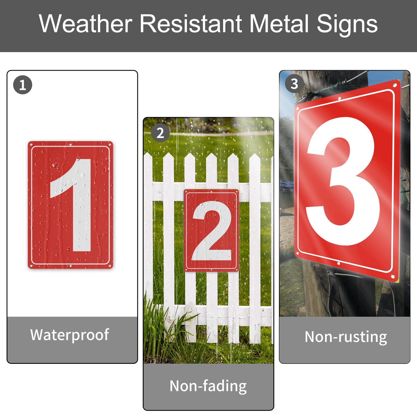 Numbered Sign 2 Aluminum Number Signs for Tennis Court 12×8 inches Signage fo…