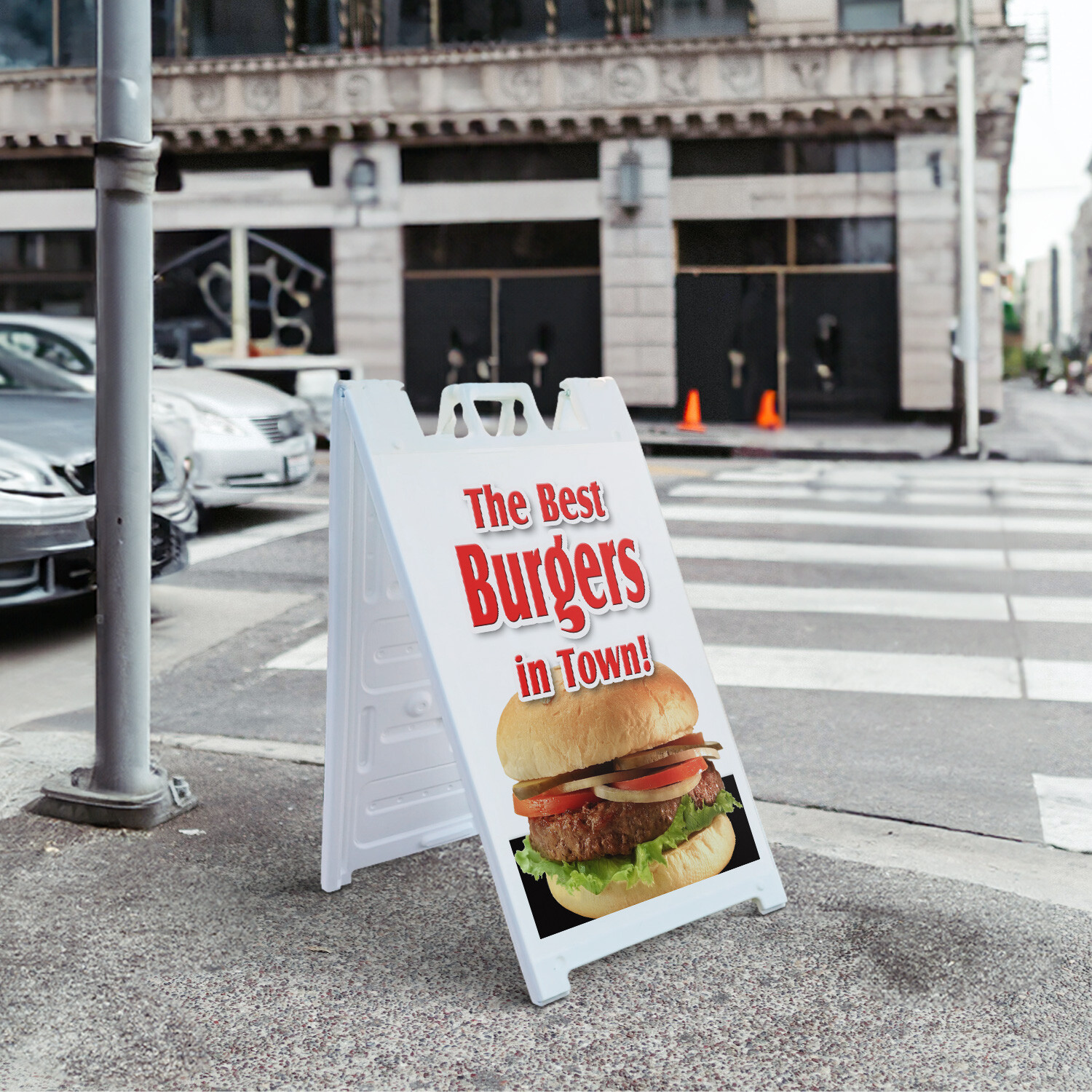 A-frame Sidewalk The Best Burgers In Town! 24″ x 36″ Double Sided A-Frame Sidewa