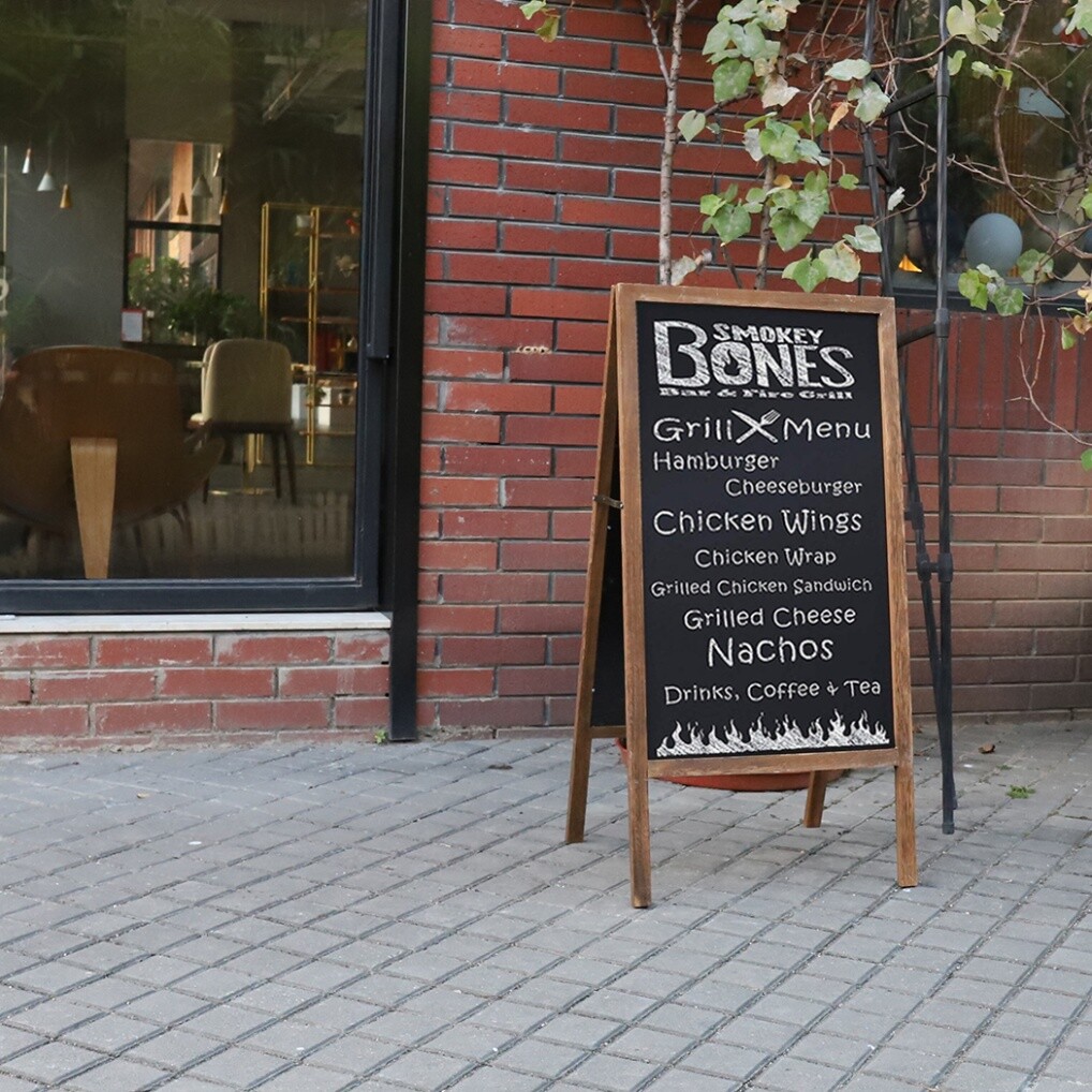 Large Wooden A-Frame Chalkboard Menu Sign Black Board Sidewalk Wedding Signage