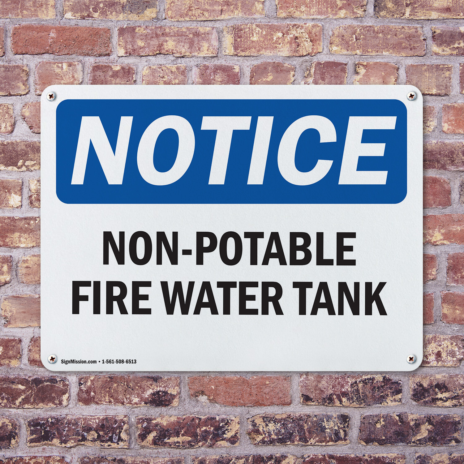 (2 Pack) Non-Potable Fire Water Tank OSHA Notice Sign Decal Metal Plastic