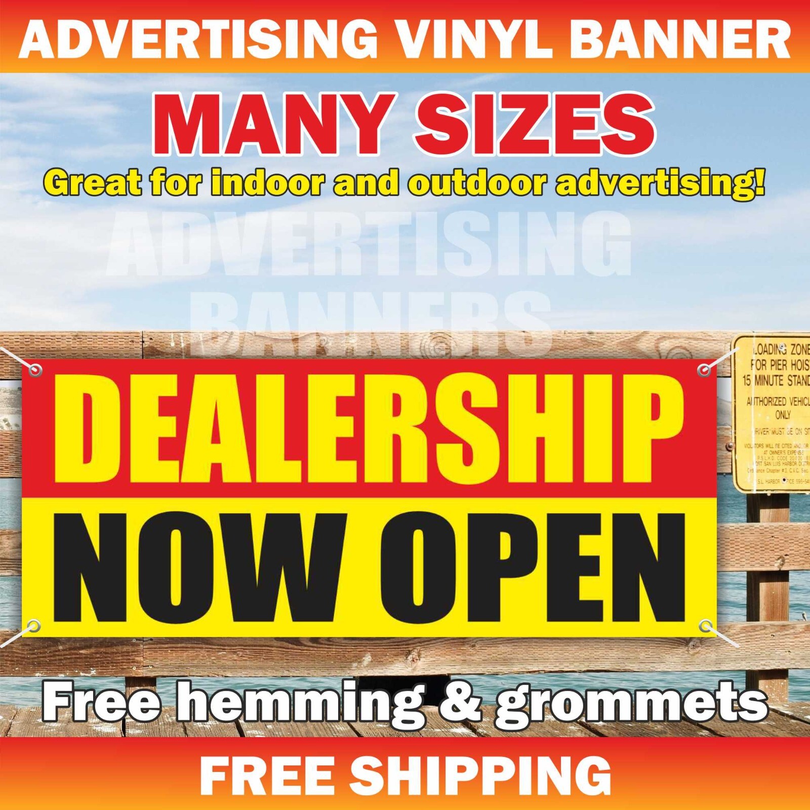DEALERSHIP NOW OPEN Advertising Banner Vinyl Mesh Sign car pre-owned auto repair