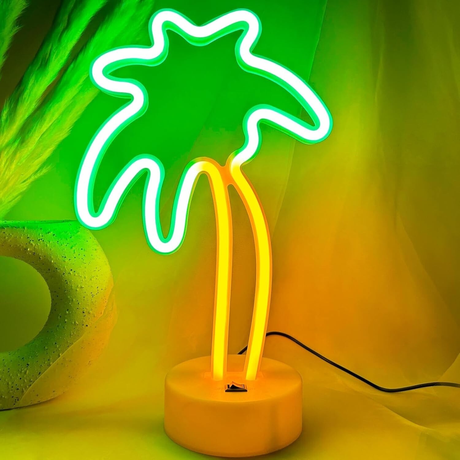 Green Palm Tree Neon Sign LED Lamp USB/Battery Operated Small