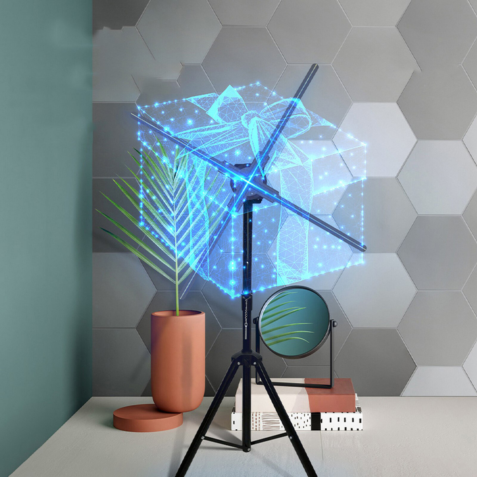 LED WIFI 3D Holographic Projector Display Fan Hologram Player Lamp Advertising