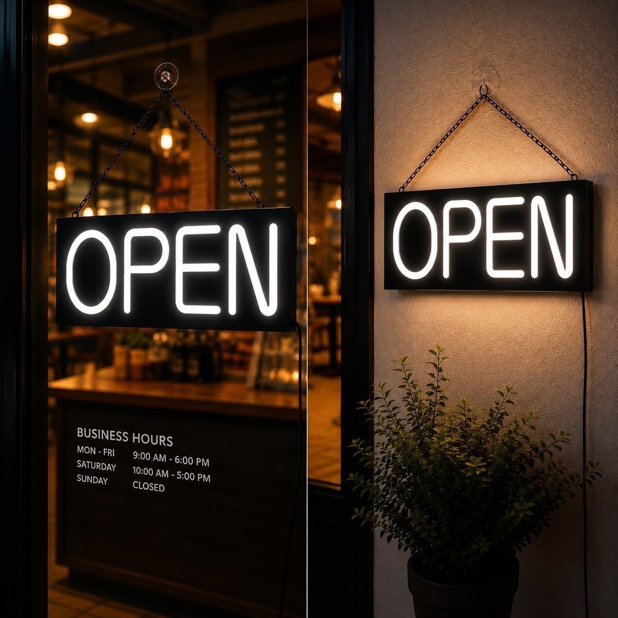 Large Outdoor Waterproof Open Sign Waterproof Power Adapter 19.7”x8”