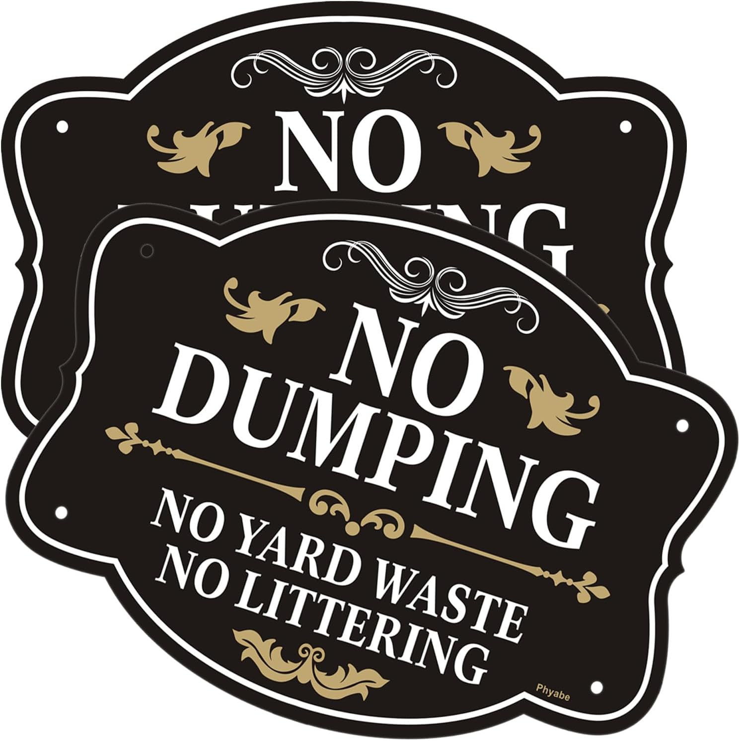 2 Pack No Dumping Sign, No Yard Waste, No Littering, 10 X 7 Inch Rust Free Alumi