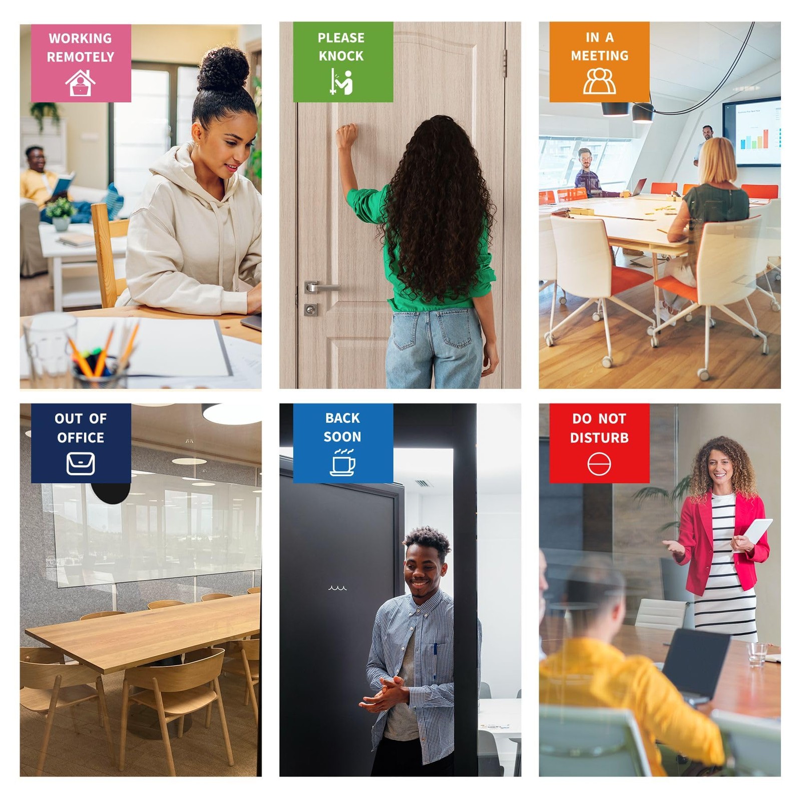 Office Door Signs 6 Options Do Not Disturb, Please Knock, In A Meeting, Out O…