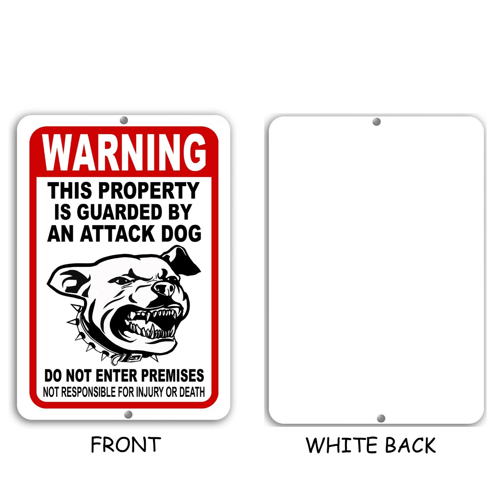 BEWARE OF DOG Sign Attack Dog on Duty Guard Dog 8″x 12″ Aluminum Metal Warning