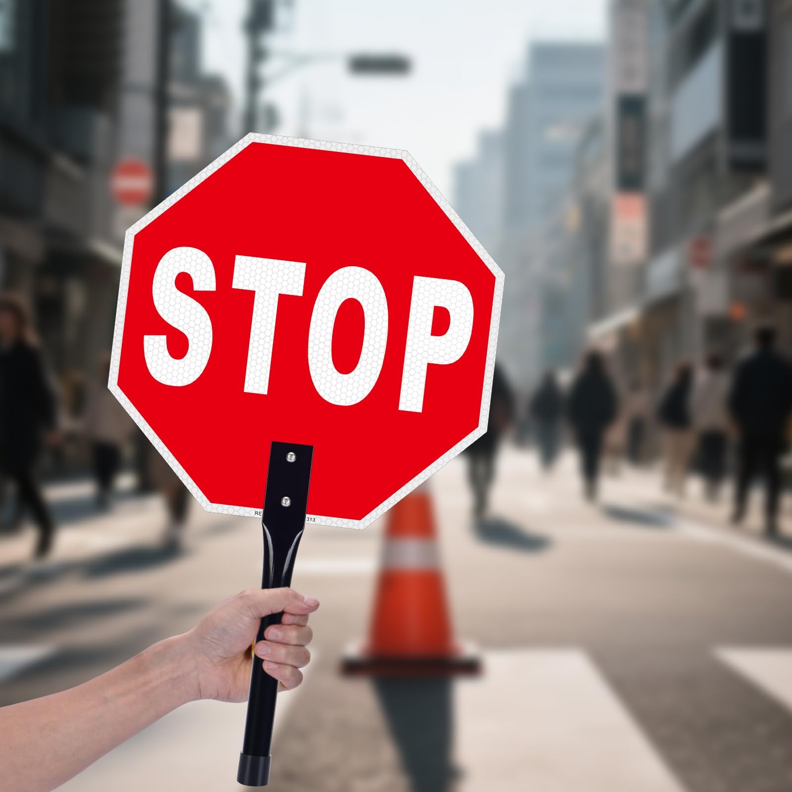 12×12 Inch Stop Go Sign With Handle Reflective Aluminum Double Sided Traffic