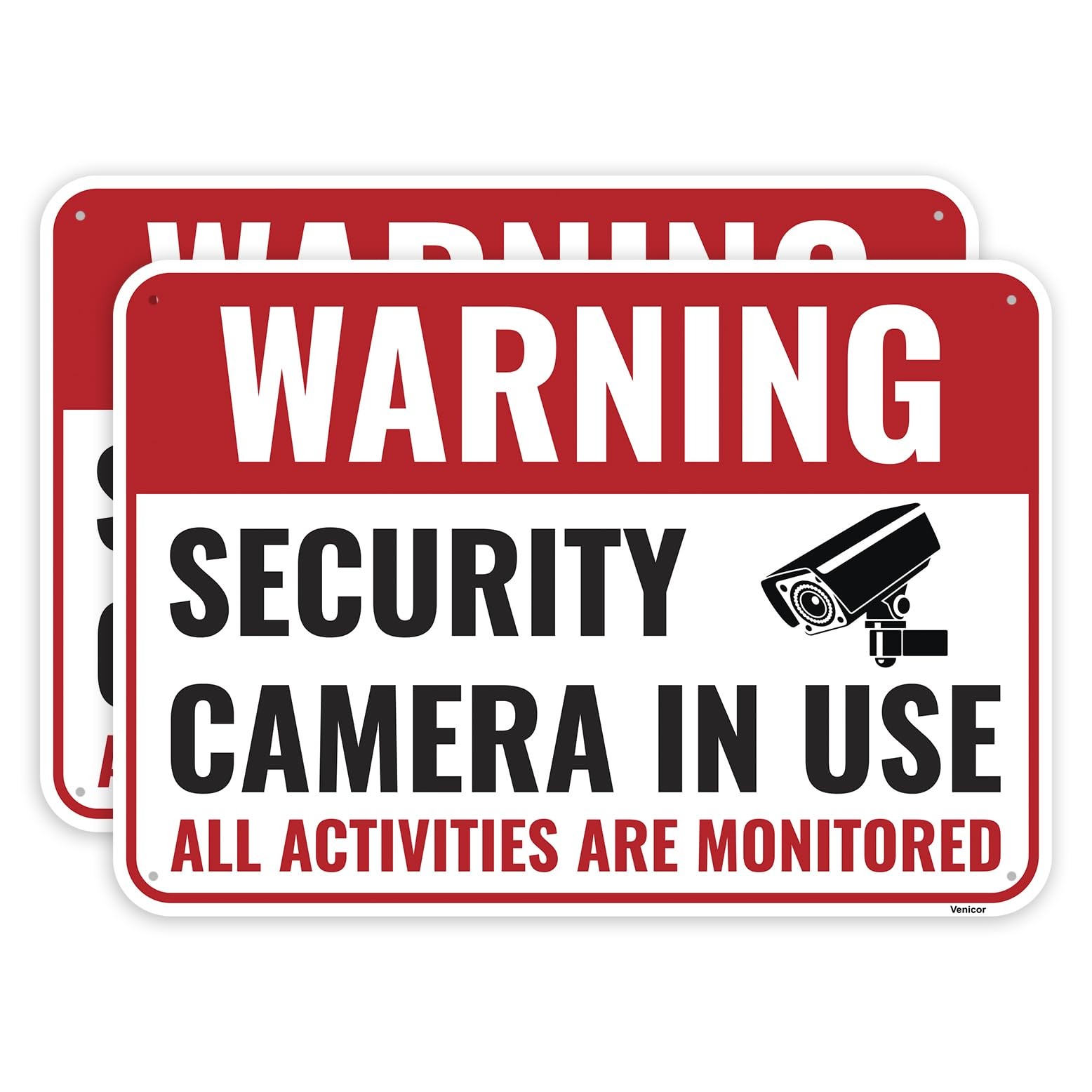 2PC Security Camera In Use Sign, 10 x 7 Inches – Aluminum – Warning All Activ…