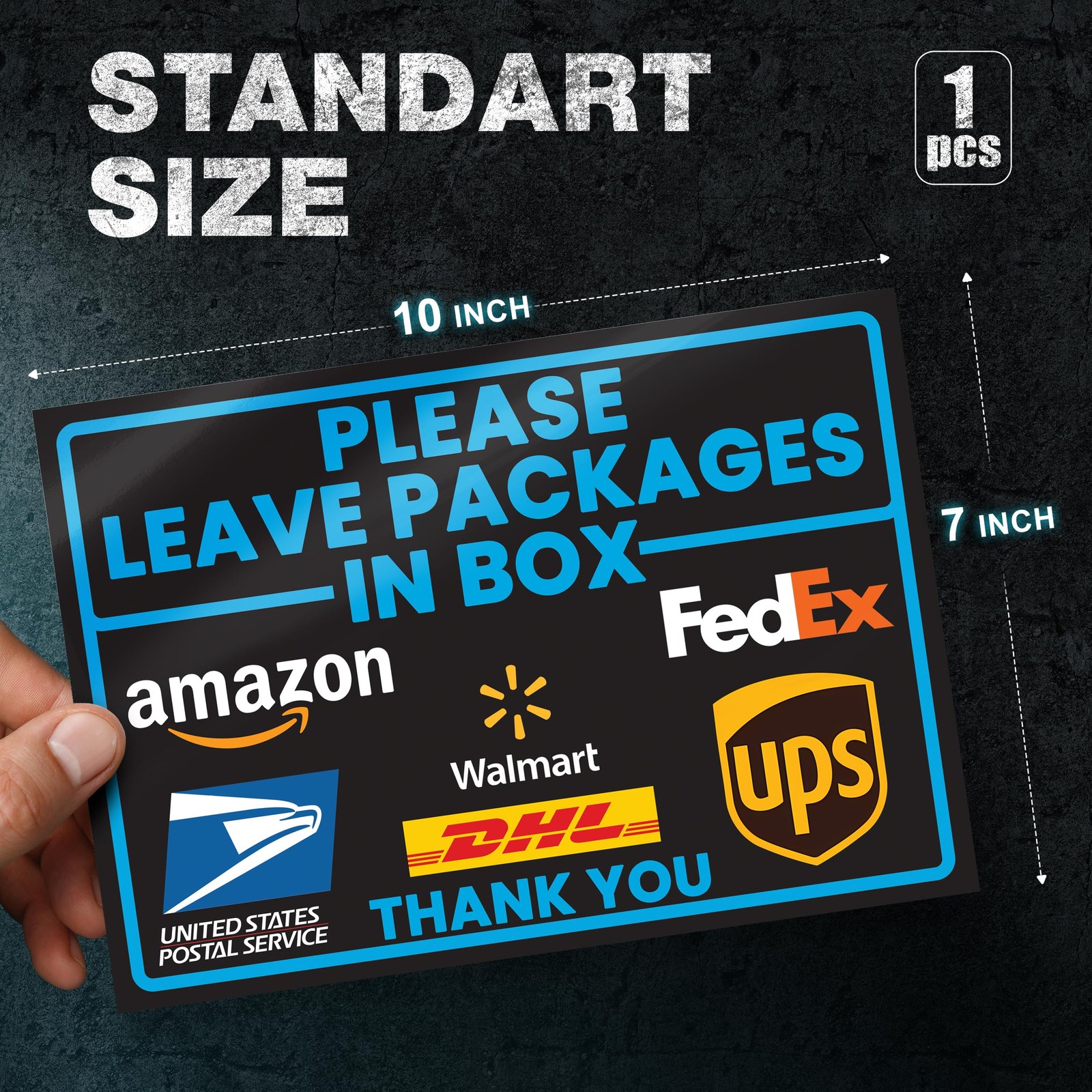 Leave Packages in Box Sticker, 10 x 7 Inch Reflective UV Laminated Vinyl