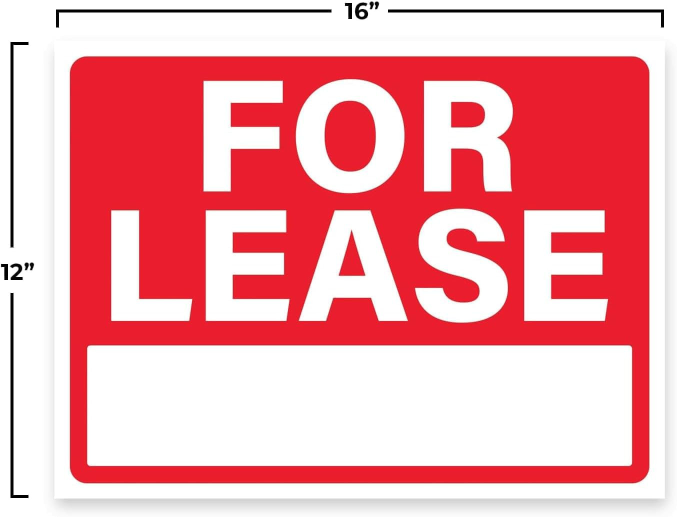 FOR LEASE Large Sign 12″ H x 16″ W Plastic Waterproof Signage 2PC