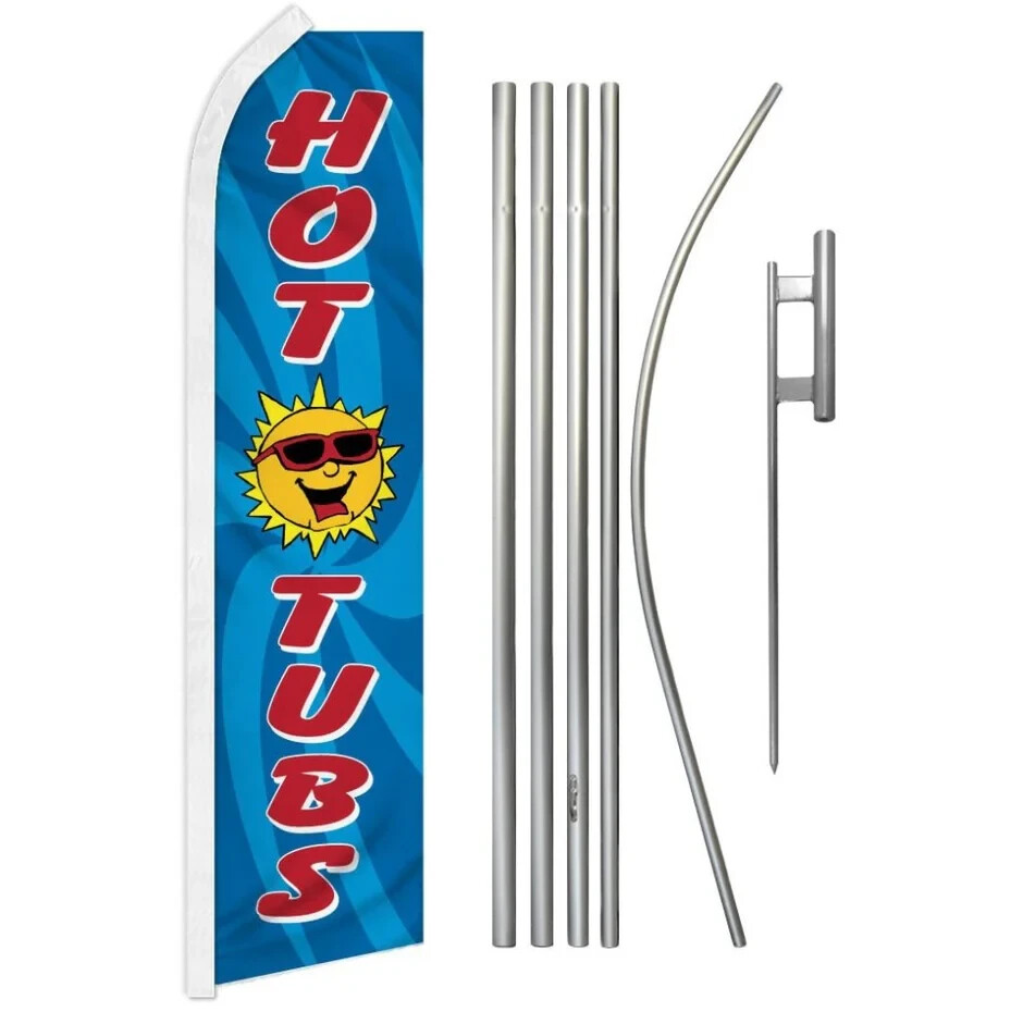 Hot Tubs Swooper Advertising Flag & Pole Kit