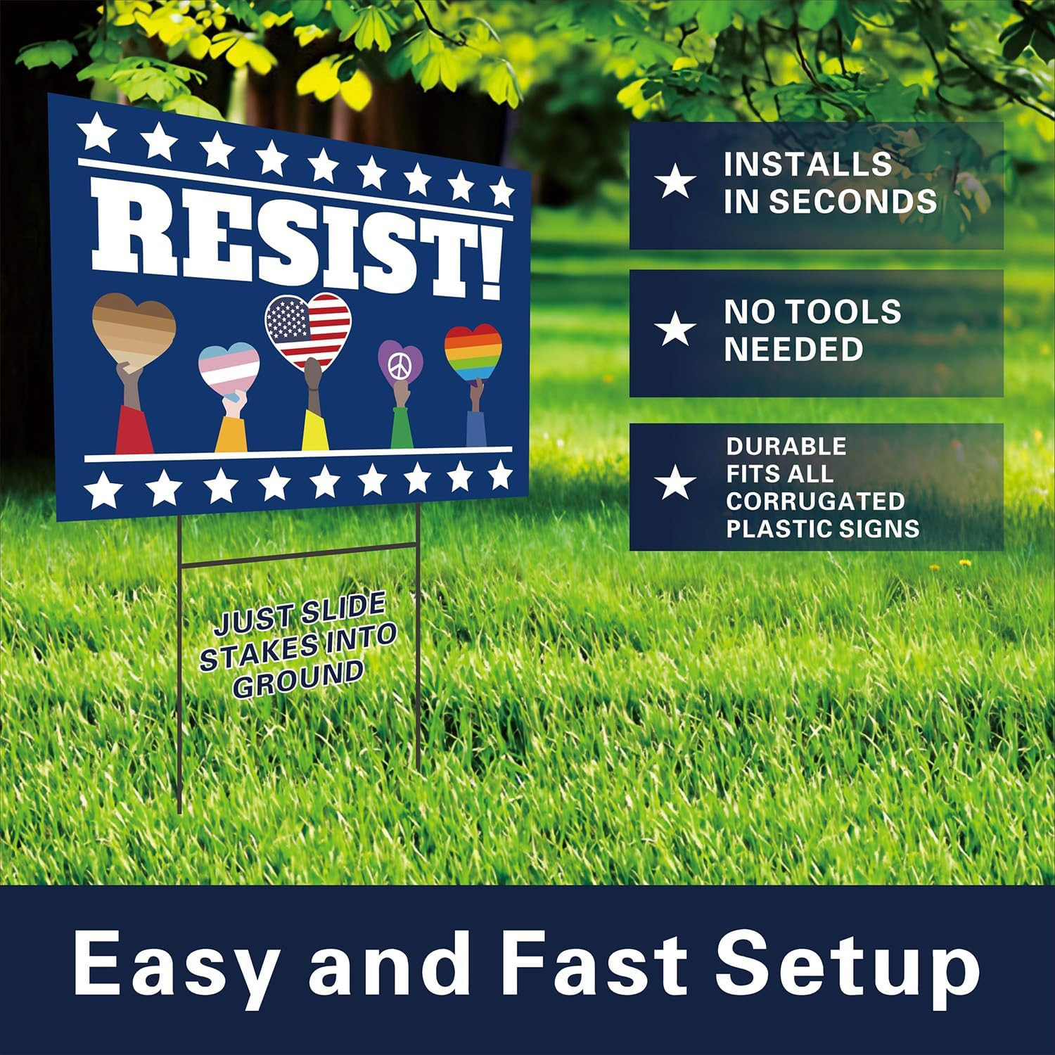 Double-Sided Political Protest Yard Sign – Save Democracy 18″x12
