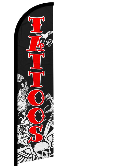 TATTOO – Windless Swooper Feather Flag 2.5×11.5 ft Tall Banner Sign kf