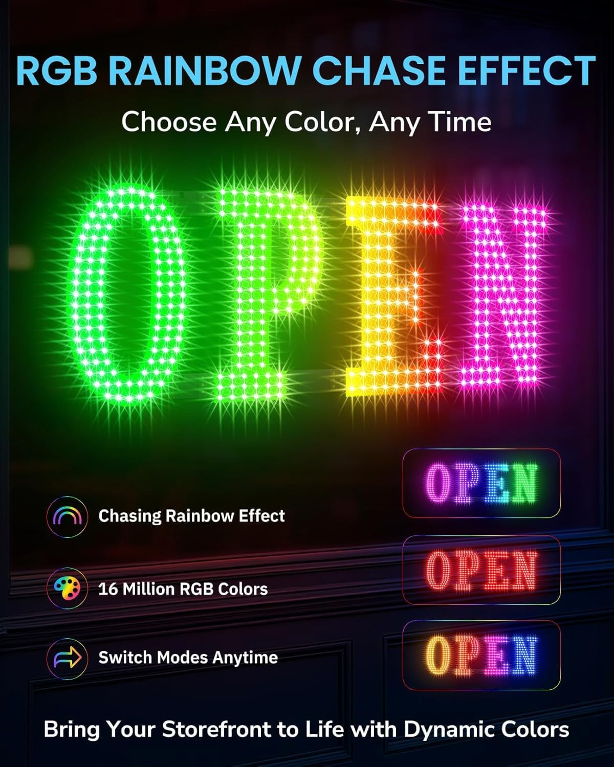 LED Open Sign for Business -48”X16” Large Open Sign with Remote Control, Smart A
