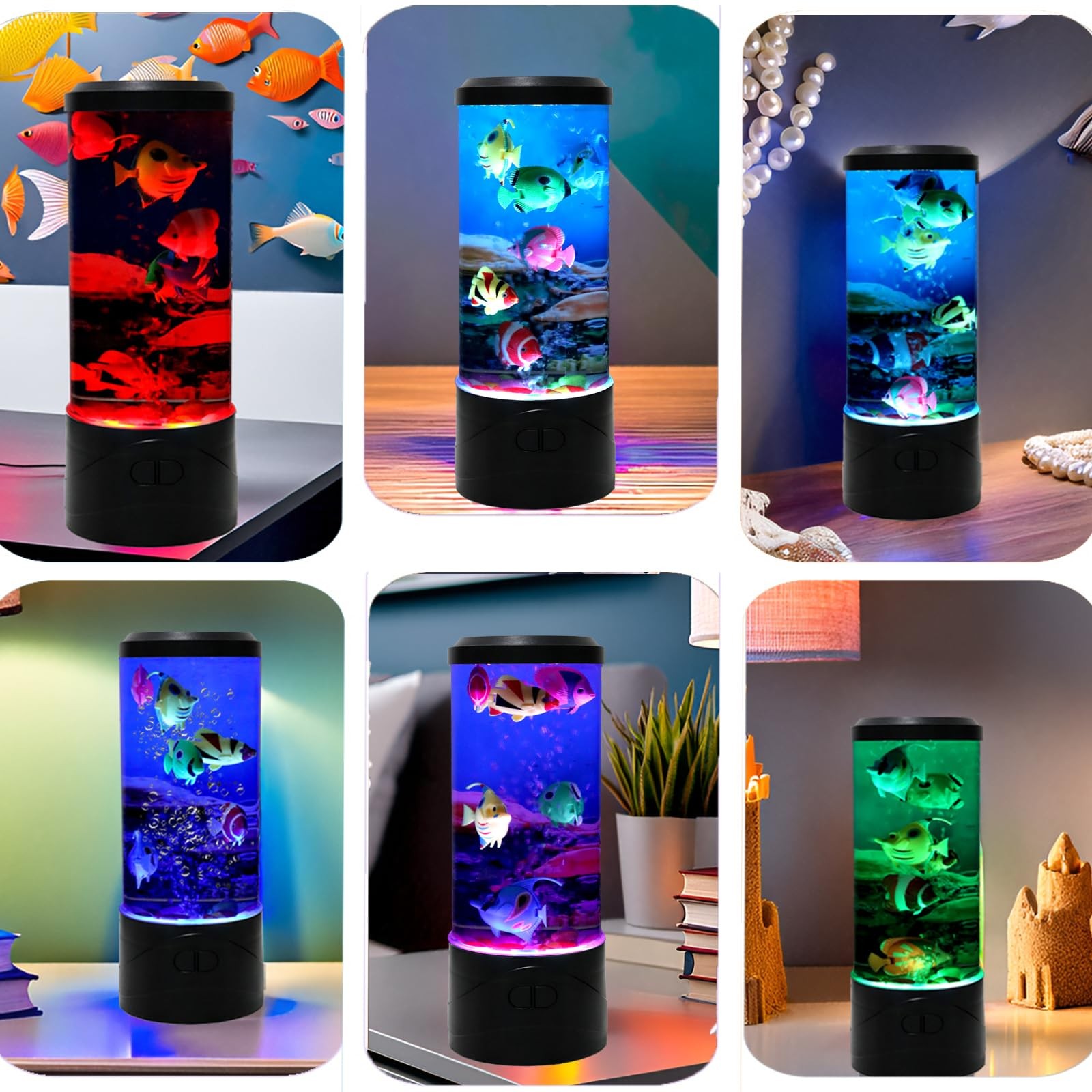 YPCOO Mini Bubble Fish Lamp,Fake Tank Aquarium Lamp,Multi-Color Circle