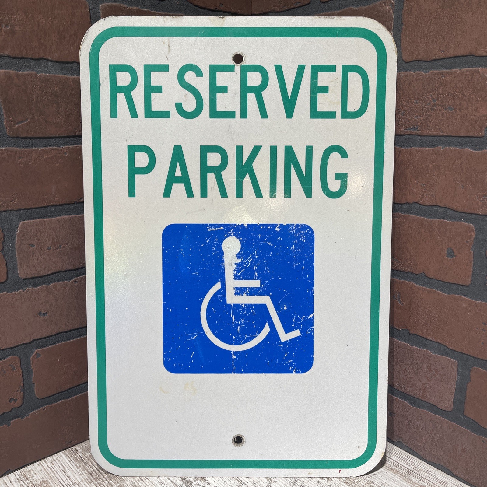 “Reserved Parking”Handicapped GENUINE STREET Sign Heavy Metal Reflective 18”x12”
