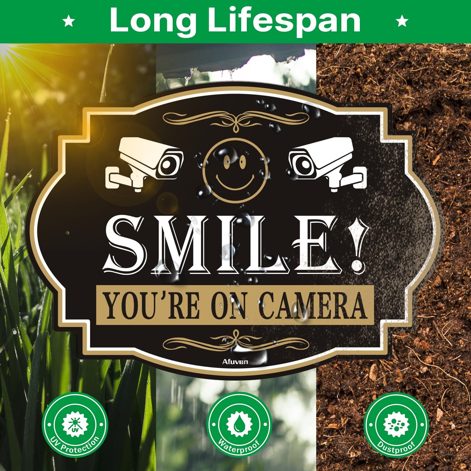 Smile You’re On Camera Signs Video Surveillance 10” x 7” Security for Home Fa…