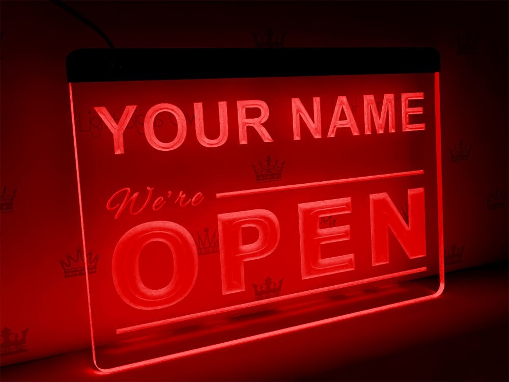Personalized Open LED sign | Branded door sign with your business name
