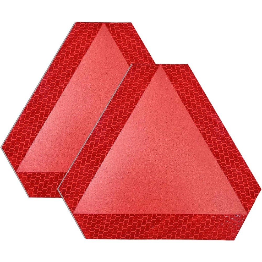 2-Pack Slow Moving Vehicle Reflective Triangle Sign 8×7 Inches Diamond Grade