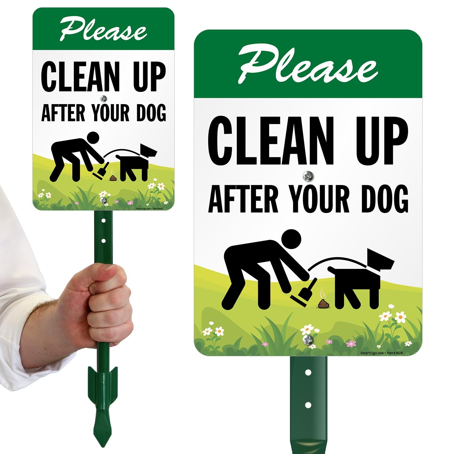 Please Clean Up After Your Dog Lawn Sign with Stake 10×7 Inches Aluminum