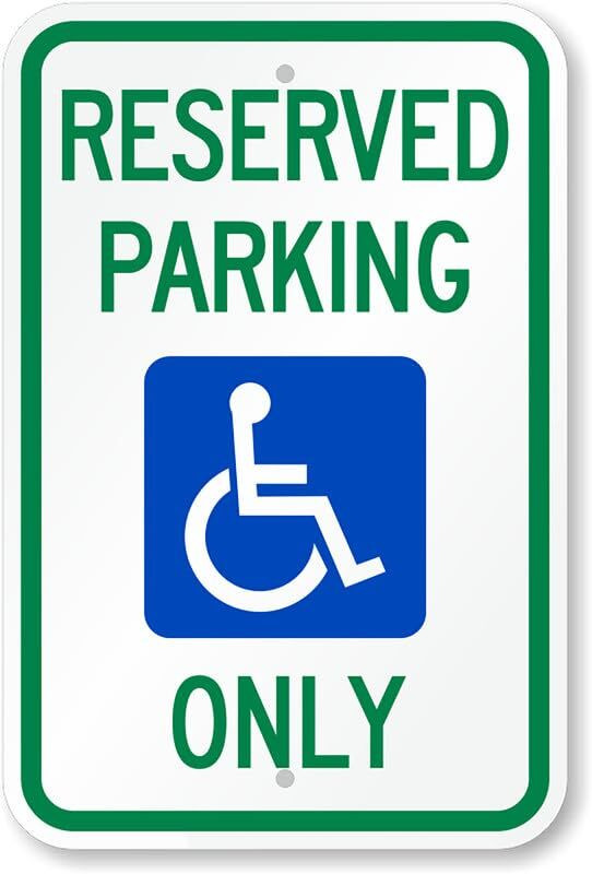 Handicap Parking Sign Aluminum 8×12 Reserved ADA Weatherproof Outdoor