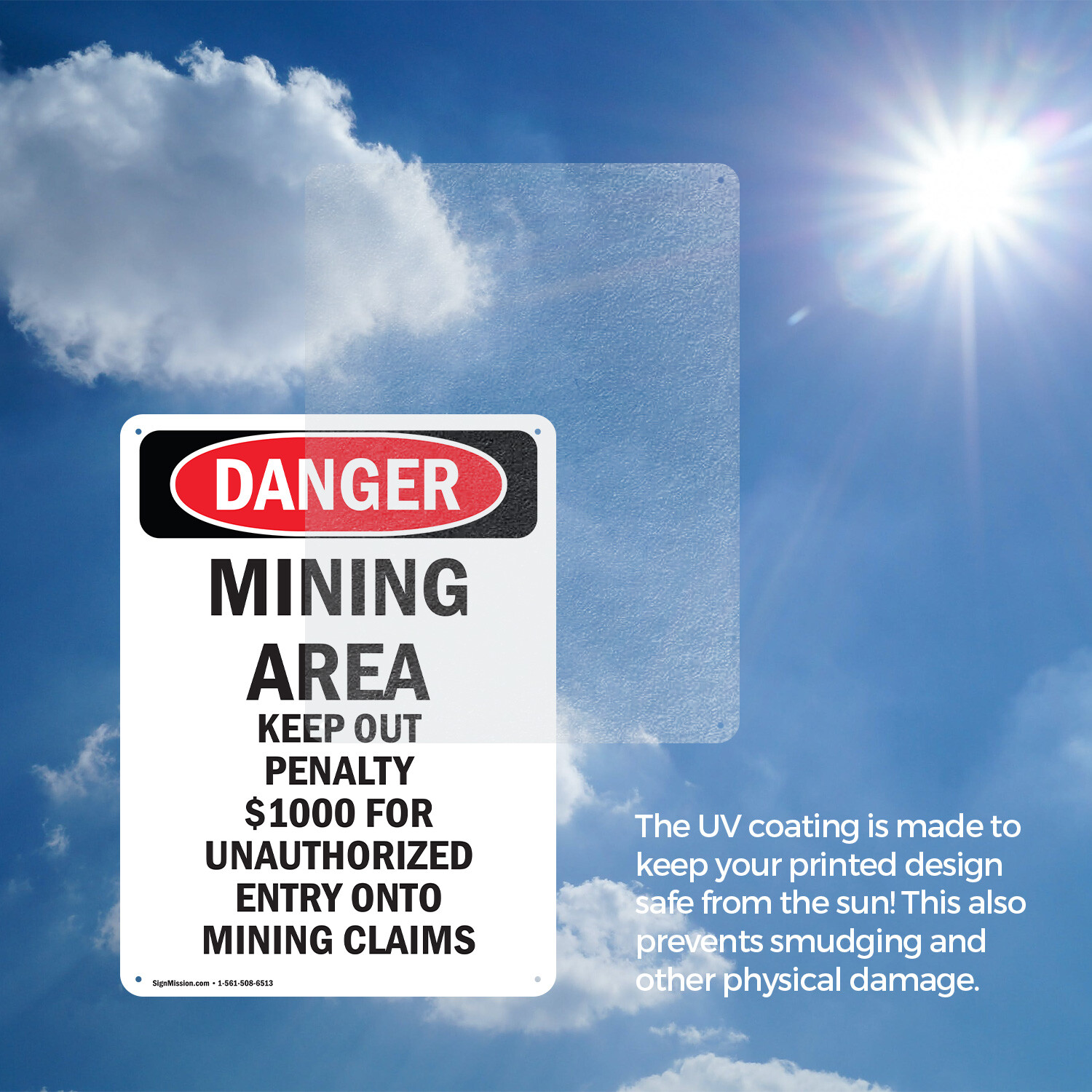 (2 Pack) Portrait Mining Area Keep Out OSHA Danger Sign Decal Metal Plastic