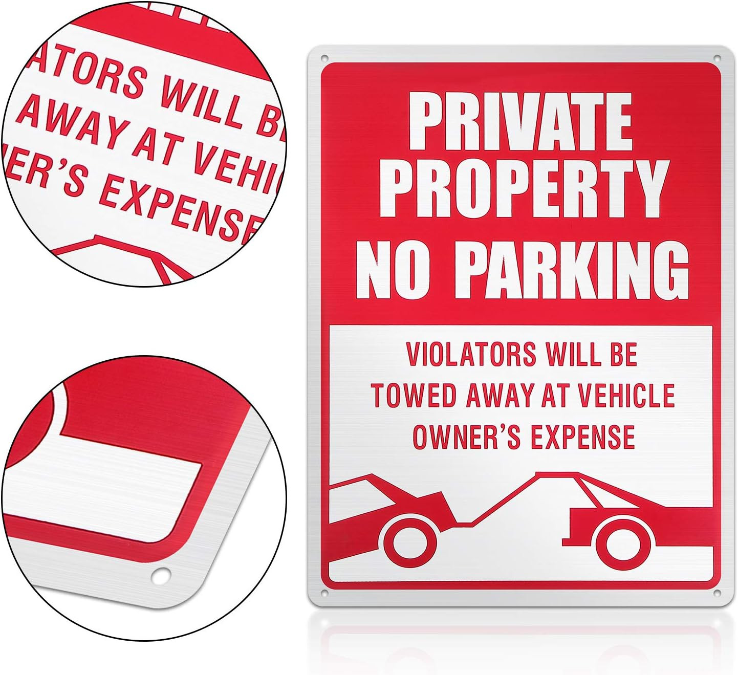 3-Pack No Parking Signs – 14 x 10 Inches Reflective Private Property Signs