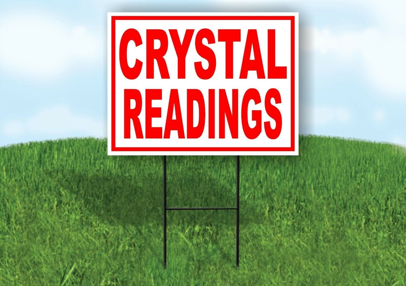 CRYSTAL READINGS RED WHITE Yard Sign Road with Stand LAWN SIGN