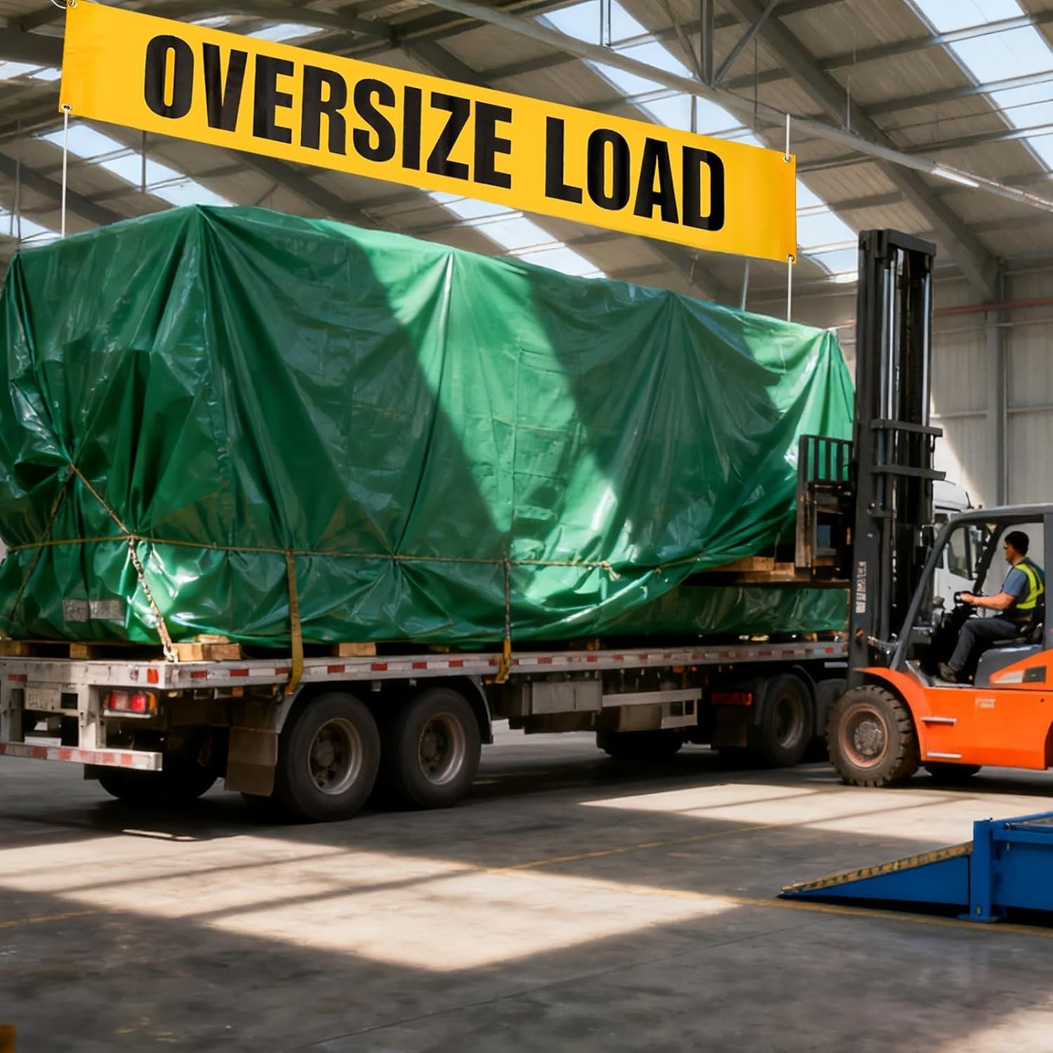 Oversize Load Sign Set for Trucks, 12×60 Inch Safety Mesh Banner, Yellow/Black