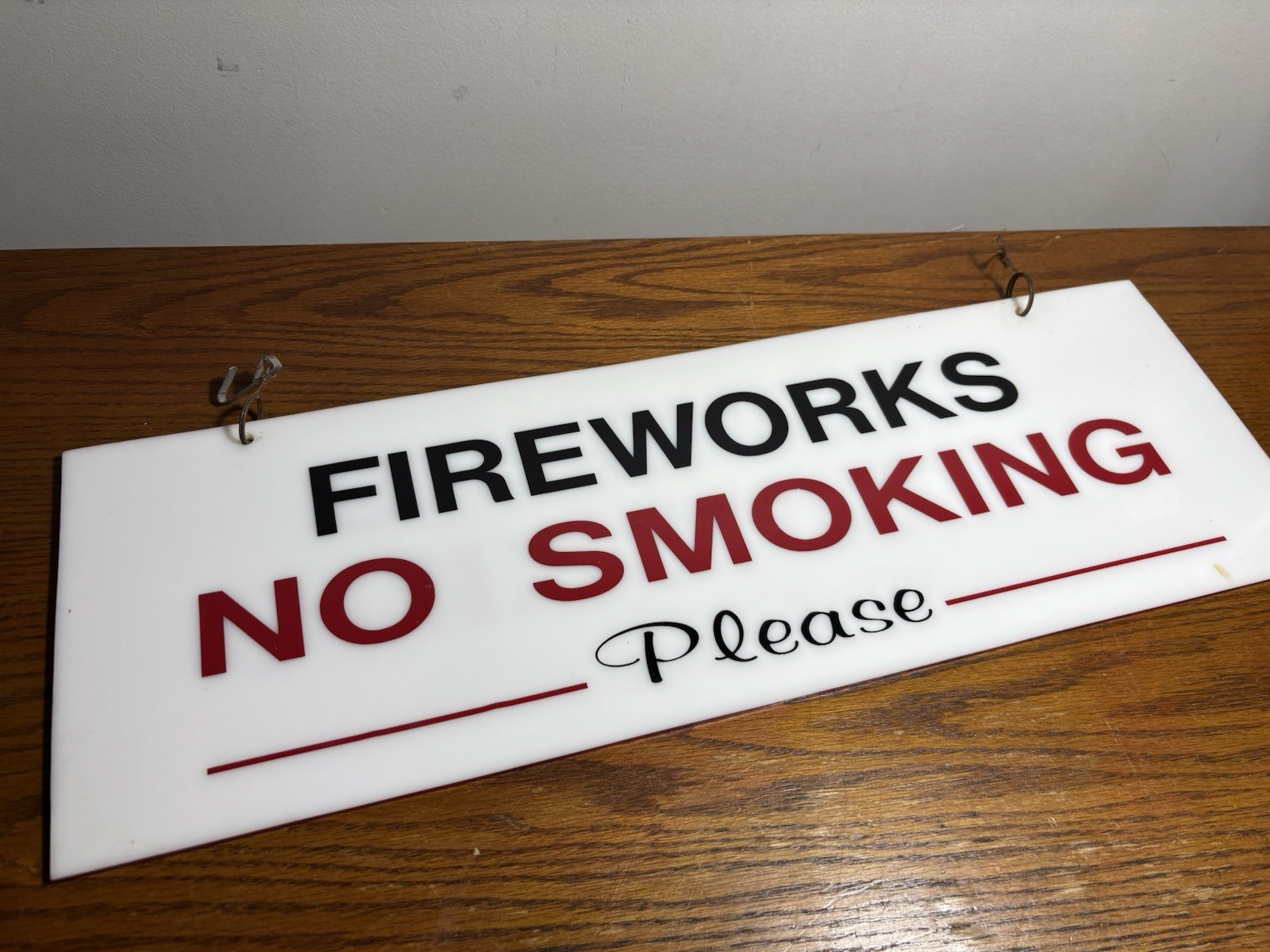 Rare Vintage Acrylic Plexi No Smoking Please Fireworks Warning Retail Store Sign