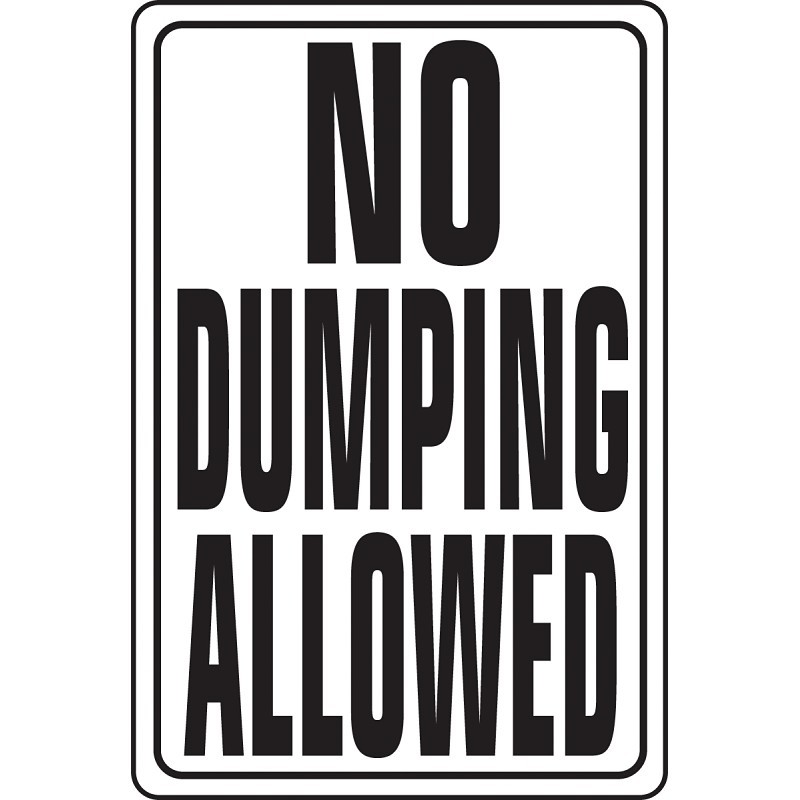 Hy-Ko HW-4 Parking Sign, Rectangular, NO DUMPING ALLOWED, Black Legend, White Ba