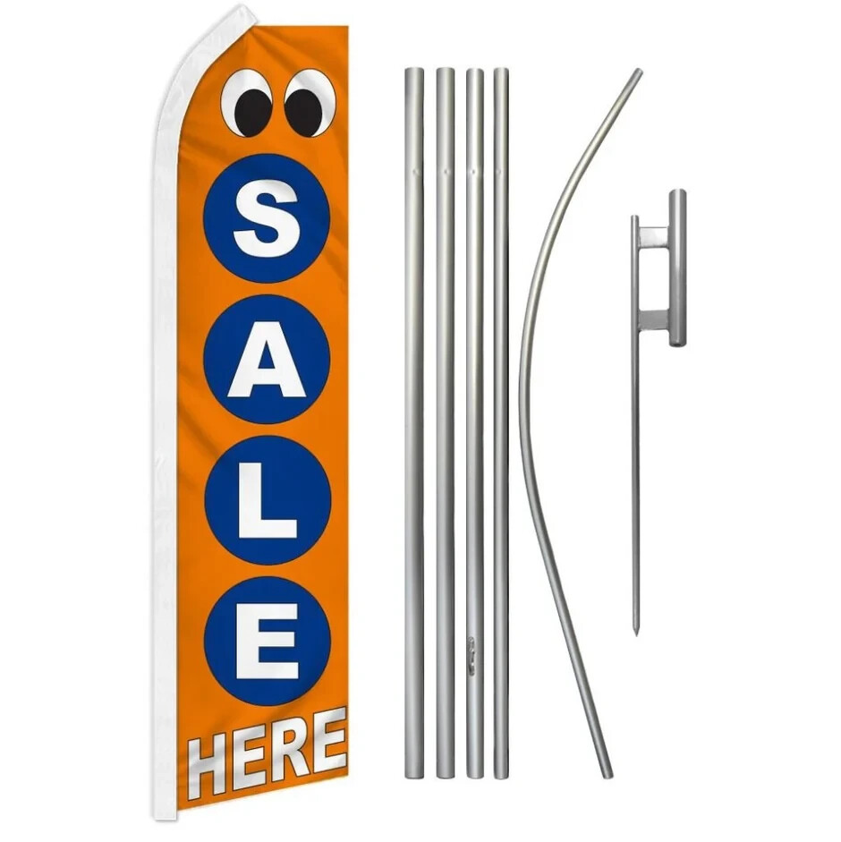 Sale Here Swooper Advertising Flag & Pole Kit
