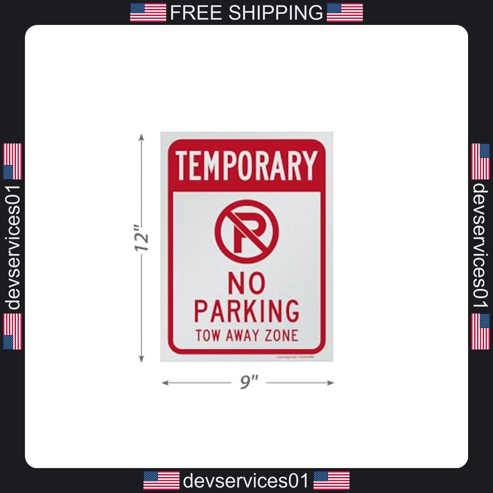 5 Pack No Parking Tow Away Zone Signs 9×12 Inches