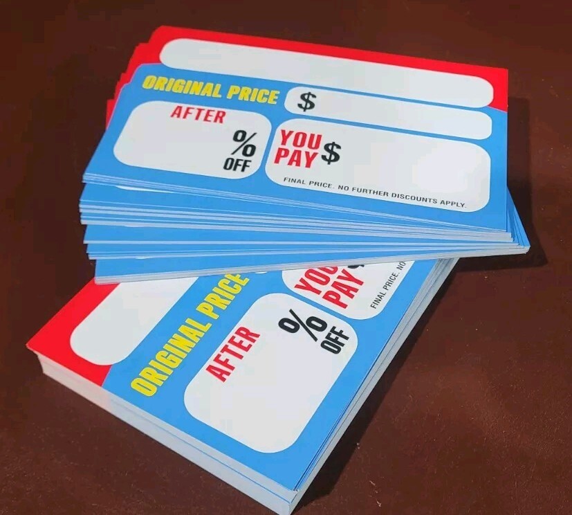 10 new 7” x 11” Blank Sale Signs Original Take After % Off You Pay $ Discount