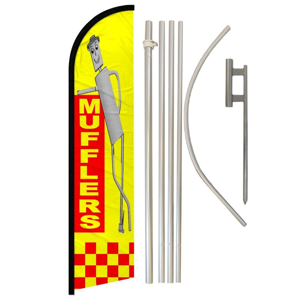 Mufflers (Man) Windless Advertising Flag & Pole Kit