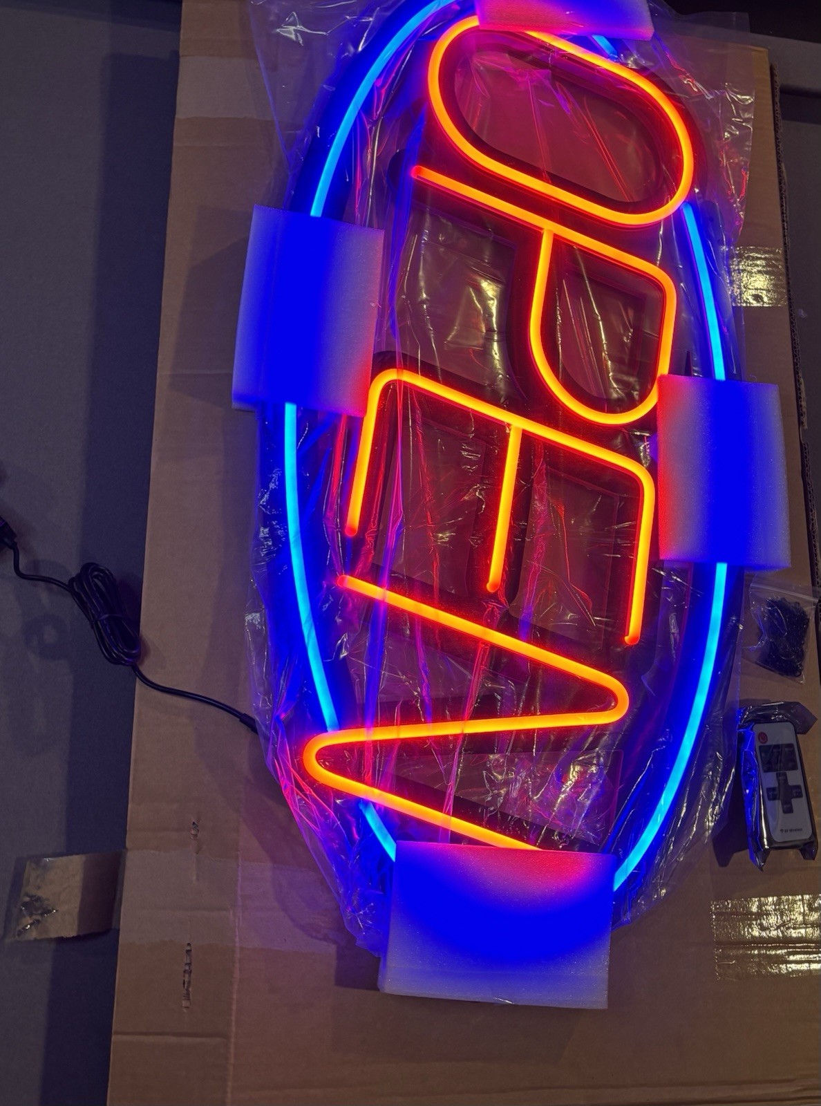OPEN Sign- LED Flashing Remote Control Business Window Display New 32” x 16”