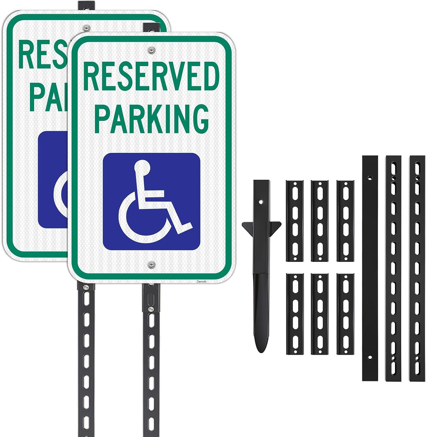 2 Pack Reflective Handicap Parking Sign with 6Ft Stake – Durable & Weatherproof