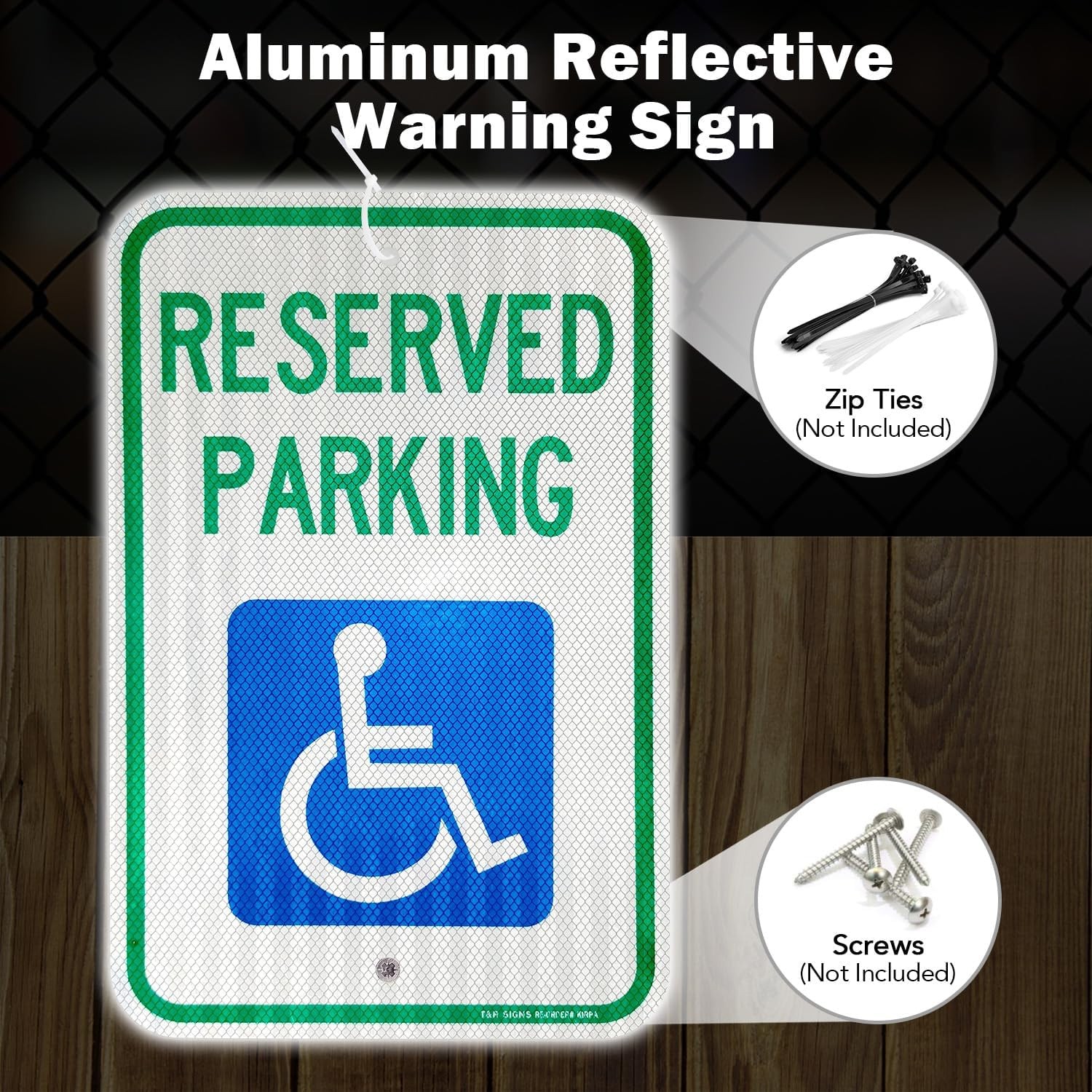 (2 Pack) Handicap Parking Sign, Reserved Parking Sign, Large 18″ x 12″ Engine…