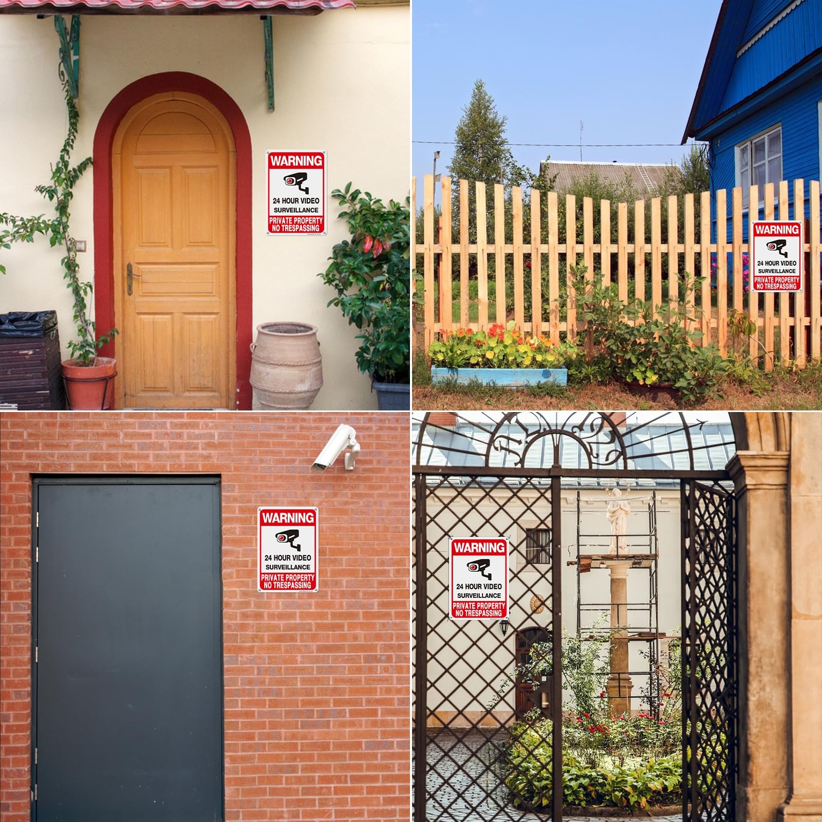 4-Pack Private Property No Trespassing Sign,Video Surveillance Signs Outdoor