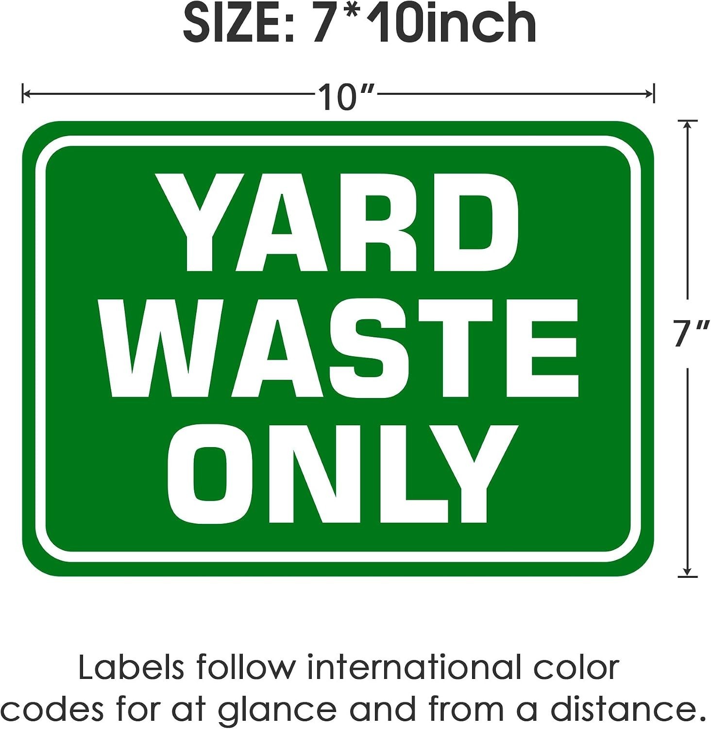 10″ x 7″ Yard Waste Only Stickers – 2 Pack Green Vinyl for Indoor & Outdoor Use
