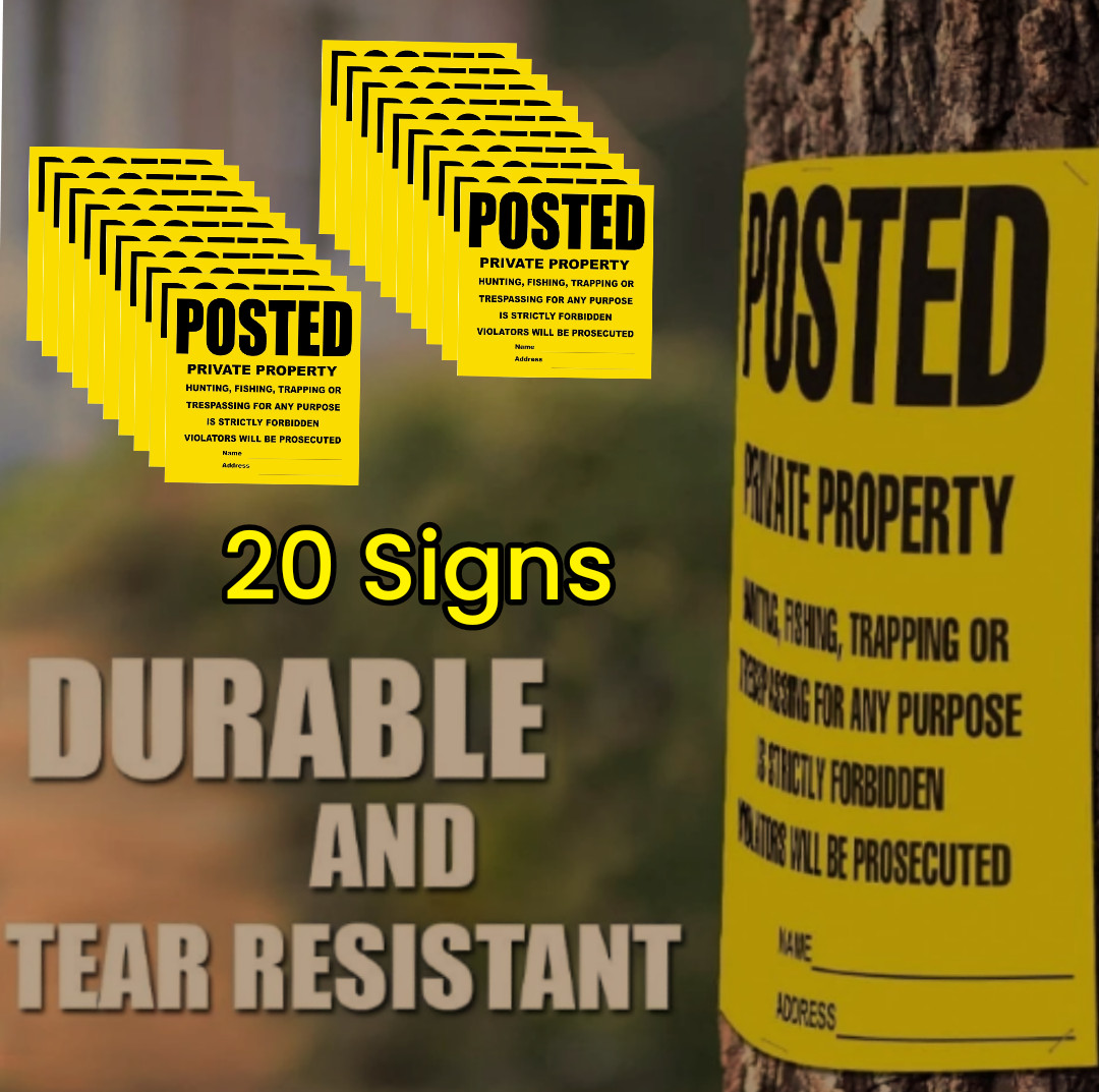 Posted Signs 20-Pack, No Hunting/Trespassing, Heavy Duty, 11″x11″ Yellow