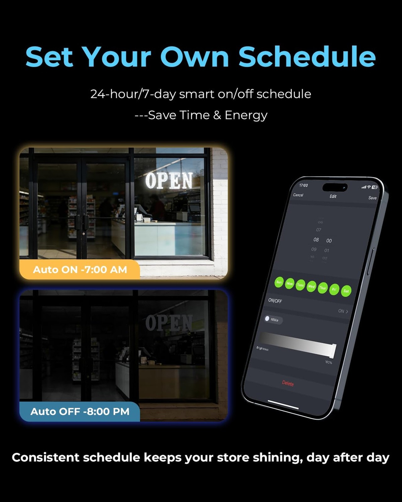 Open Sign for Business, 30″x10″ Jumbo Open Sign with Timer and Remote Control…