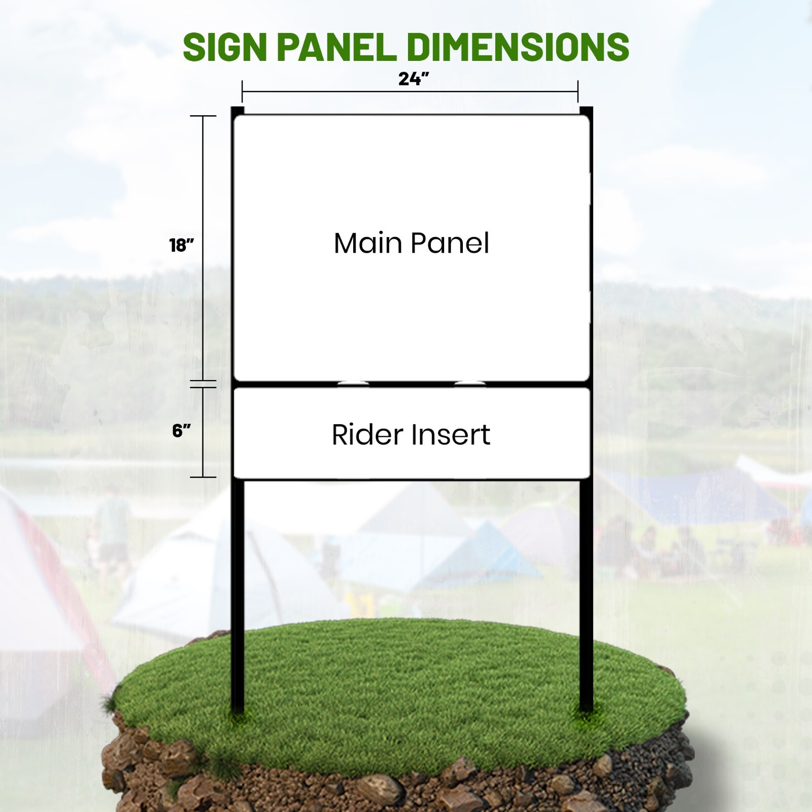 Real Estate Yard Sign Metal Frame, 18 x 24 Slide-In (1) Rider, Black (Pack of 1)
