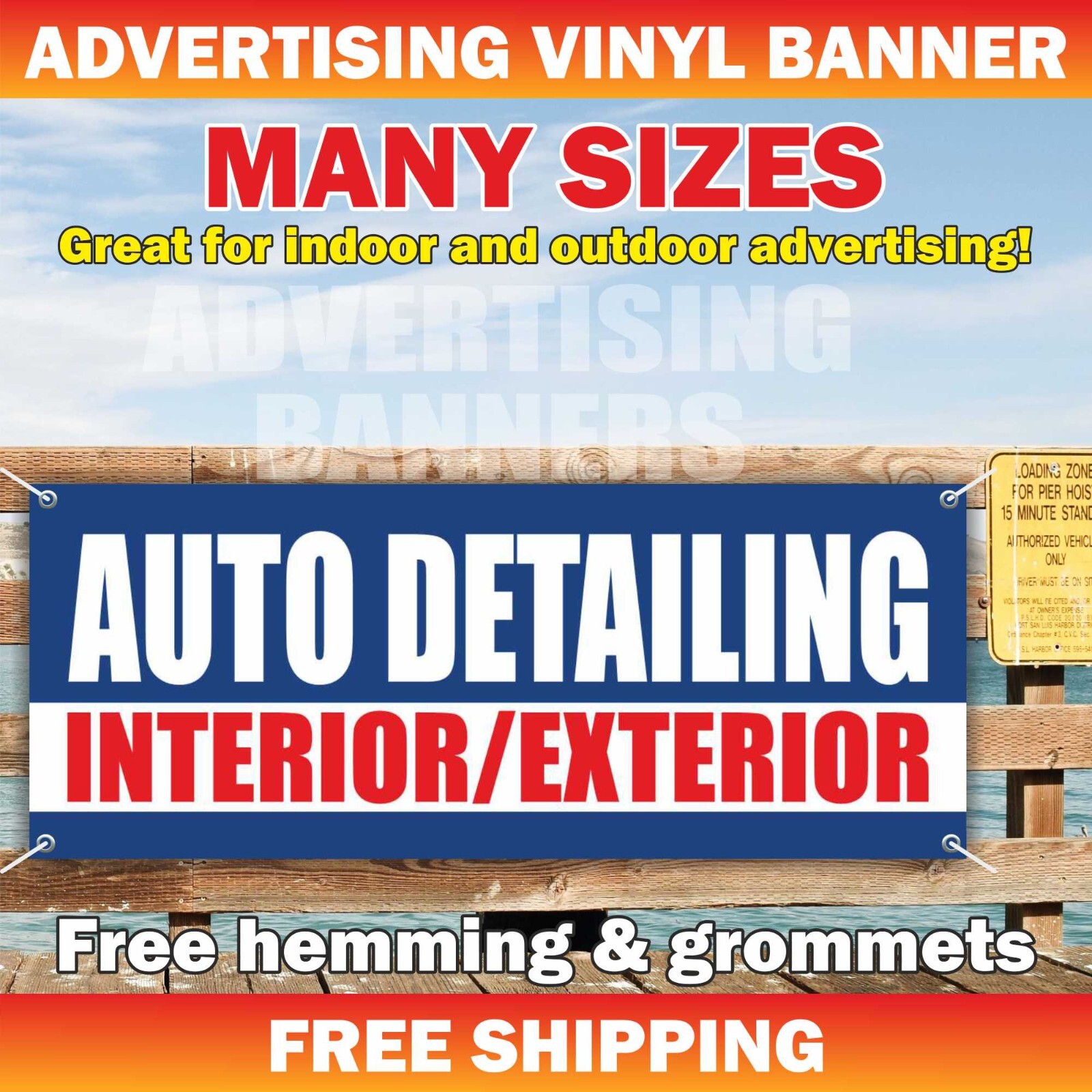 AUTO DETAILING Advertising Banner Vinyl Mesh Sign service repair cleaning car