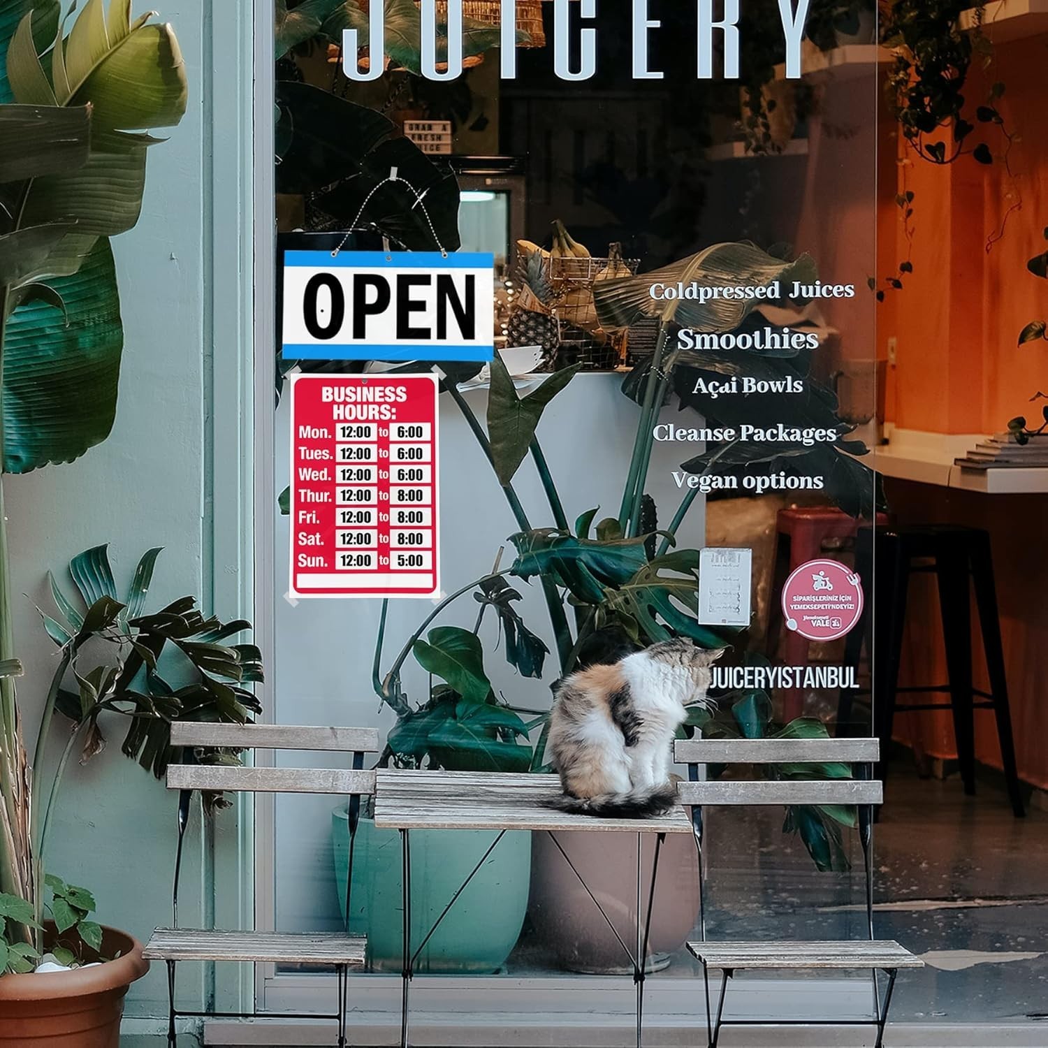 Business Hour Closed Open Sign Set – Customizable Hours of Operation – Red/White
